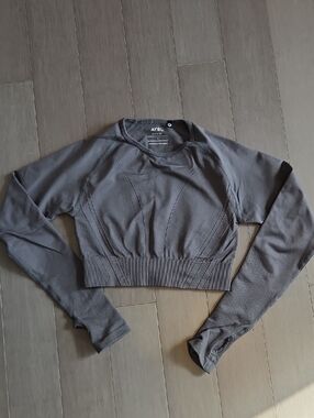 AYBL Charcoal Gray Seamless Long Sleeve Cropped Top